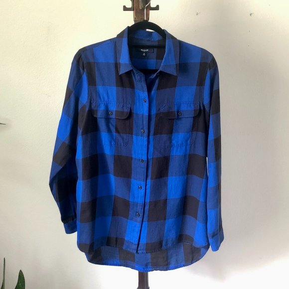 Madewell Tops - Madewell Women's Blue Plaid Flannel